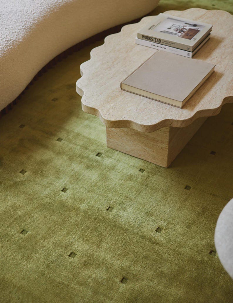 Subtle Book Pattern Olive Green Geometric Rug, Modern Area Rug, Subtle Grid Pattern Carpet ...