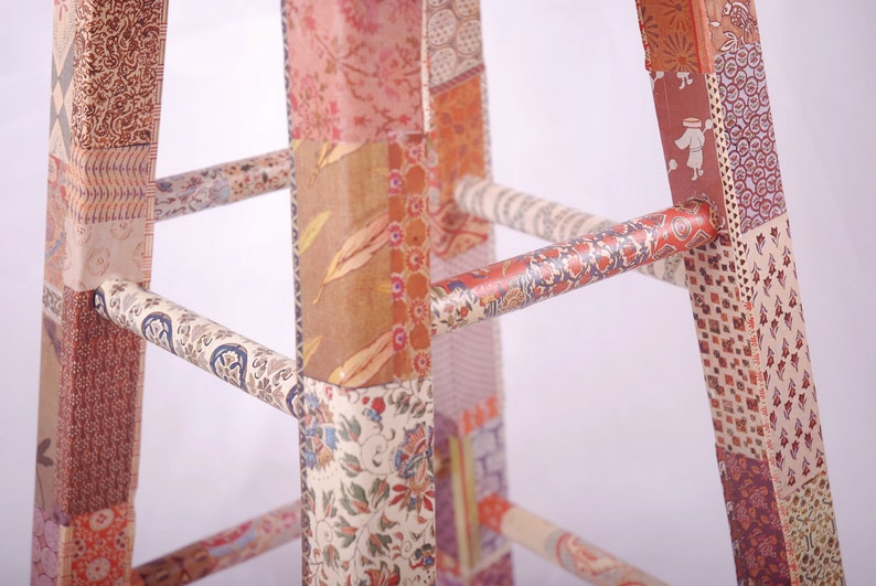 Unique wooden stool decoupage Reika Etsy