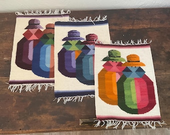 Handwoven Peruvian Textiles, Set of 3, Andean Chola Women