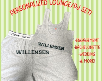 Conjunto personalizado de camiseta sin mangas y shorts / Regalo nupcial personalizado / Regalo para la despedida de soltera