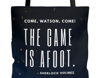 Sherlock Holmes Tote Bag, Dr John Watson, Chasing Criminals, Game is Afoot, Sir Arthur Conan Doyle, Victorian England, Midnight Sleuthing