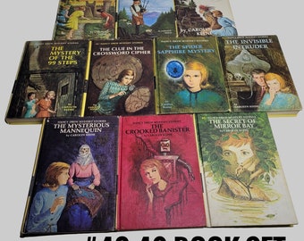 Nancy Drew Book Set by Carolyn Keene, Books 40-49, Vintage Girls Series Books, Mystery Stories, Detective Fiction, Bess George Ned Carson