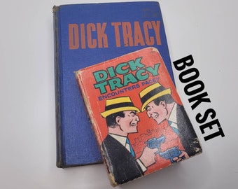 Dick Tracy Book Set, Ace Dectective, Encounters Facey, Authorized Edition, by Chester Gould and Paul S Newman, Vintage Children's Books