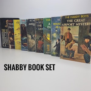 Hardy Boys Shabby Book Set, by Franklin W. Dixon, Vintage Books, Gift for Him, Frank Joe Fenton Hardy, Chet Morton, Nostalgic Gift