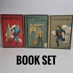 Horatio Alger Jr Book Set, Libri antichi per bambini, L'eredità di Herbert Carter, Giovane venditore, Giovane avventuriero, Regalo per ragazzi, Libri antichi