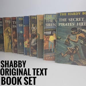 Original Text Hardy Boys Shabby Book Set, by Franklin W. Dixon, Vintage Books, Gift for Him, Frank Joe Fenton Hardy, Chet Morton, Nostalgic