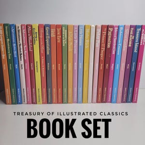 Treasury of Illustrated Classics Book Set, Abridged Classic Books for Kids, Vintage Children&#39;s Books, Rainbow Book Set, Instant Library