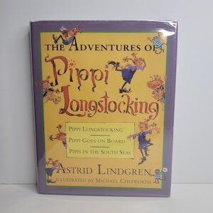 The Adventures of Pippi Longstocking by Astrid Lindgren, Illustrated by Michael Chesworth, Vintage Children&#39;s Book, Gift for Kids, Anthology