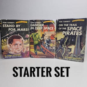 Tom Corbett Space Cadet Starter Set by Carey Rockwell, Vintage Children&#39;s Book Set, Stand By for Mars, Danger in Deep Space, Space Pirates