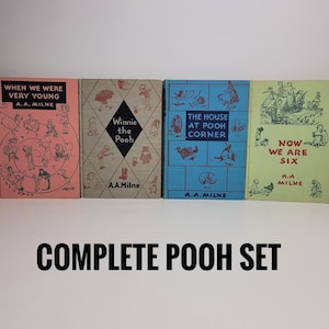 Pooh Bear Book Set by AA Milne, Illustrated by Ernest Shepard, Winnie the Pooh, When We Were Very Young, House at Pooh Corner, Now We Are 6