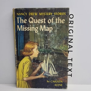 Mystery of the Missing Map, Nancy Drew, Book 19, Carolyn Keene, Vintage Kids Books, Original Text, Mystery Books, Book Gifts for Girls