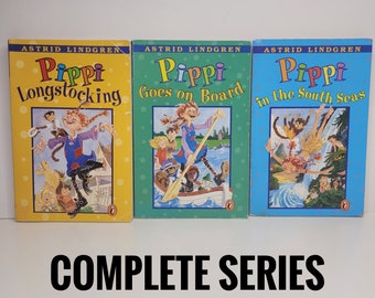 Les aventures de Pippi Longstocking par Astrid Lindgren, série complète, livre pour enfants vintage, monte à bord, dans les mers du Sud