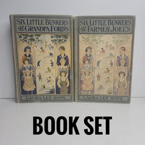 Six Little Bunkers Book Set by Laura Lee Hope, Illustrated Book, Vintage Children's Books, at Grandpa Ford's, at Farmer Joel's, Antique Book
