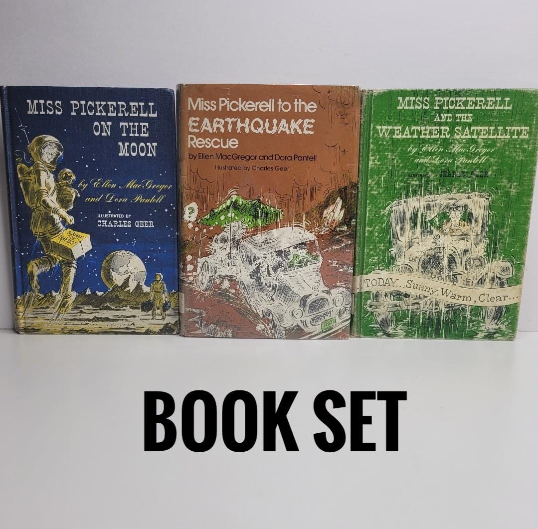 Miss Pickerell Book Set by Ellen Macgregor \u0026 Dora Pantell, Illuatrated by  Charles Geer, on the Moon, Earthquake Rescue, Weather Satellite - Etsy, image size:1079x1061