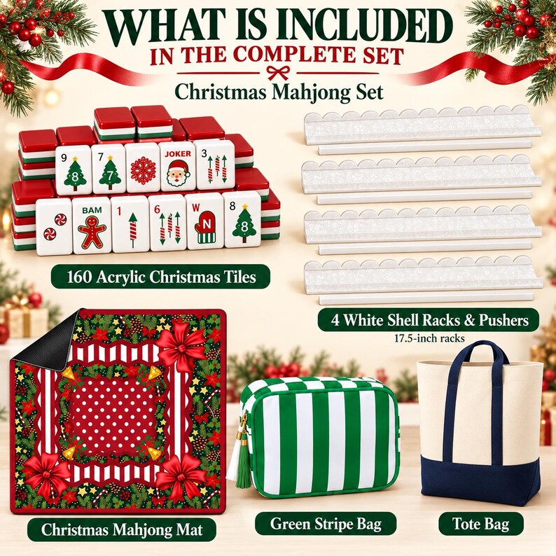 Gpu Rack Orginaizer For Storage Christmas Mahjong Set, 160 Acrylic Tiles, 4 White Shell Racks & Pushers ...