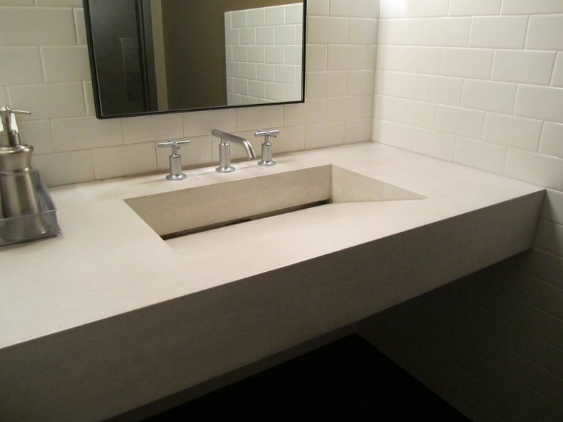Floating Concrete Ramp Sink in Ivory - Etsy