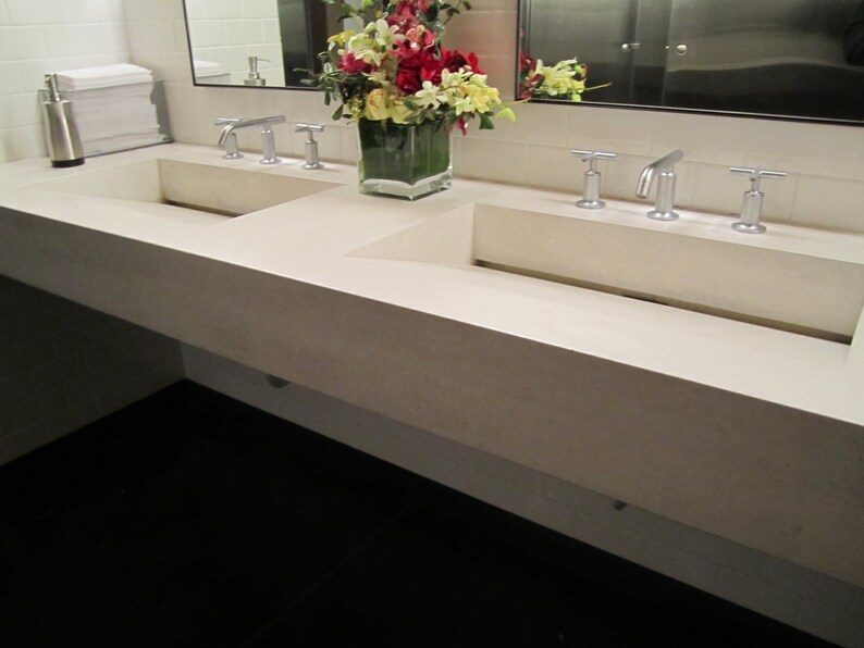 Floating Concrete Ramp Sink in Ivory Etsy