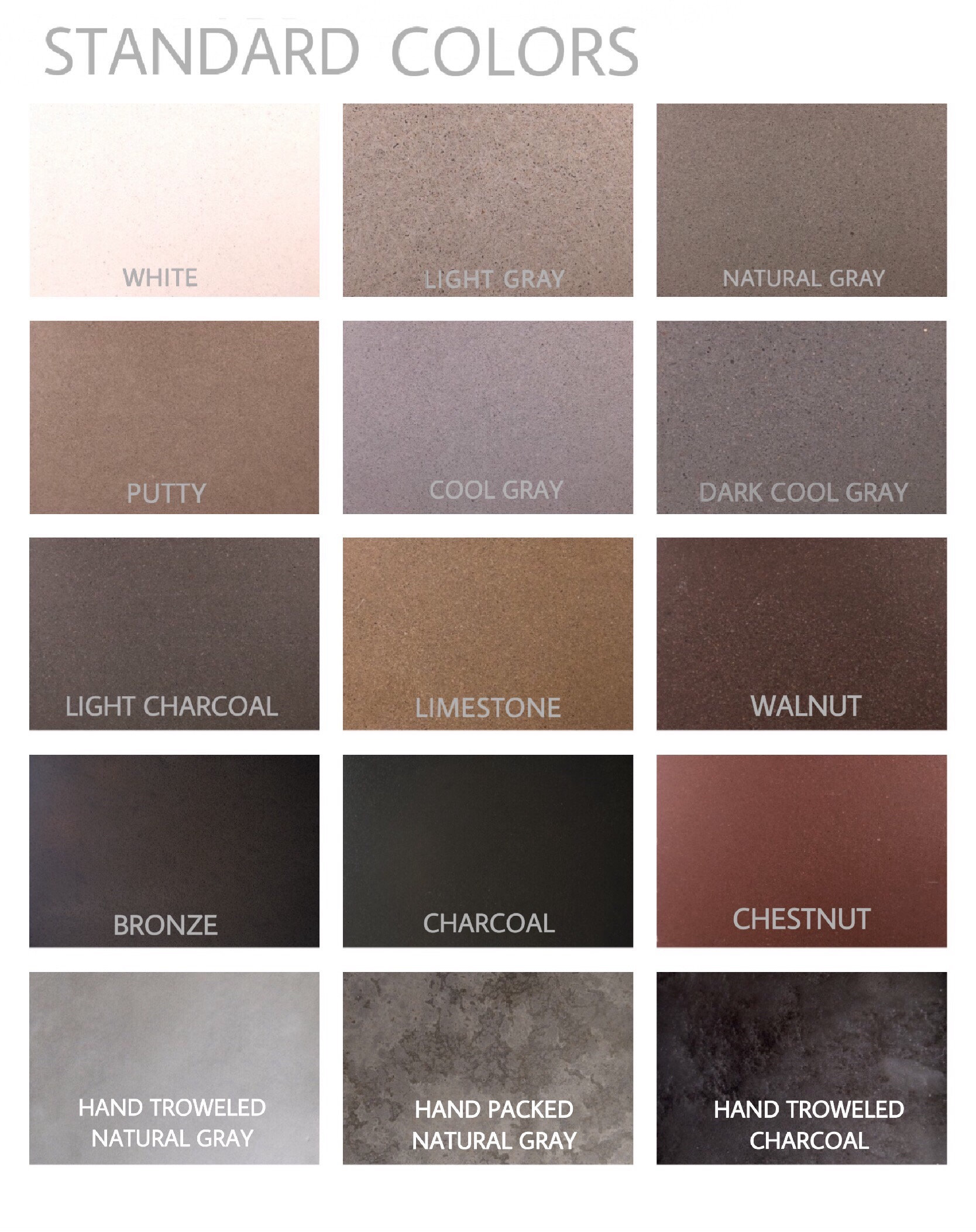 Stogs Concrete Standard Color Samples
