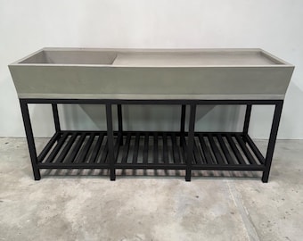 Concrete Farmhouse Utility Sink | Garden or Laundry Sink on Steel Base