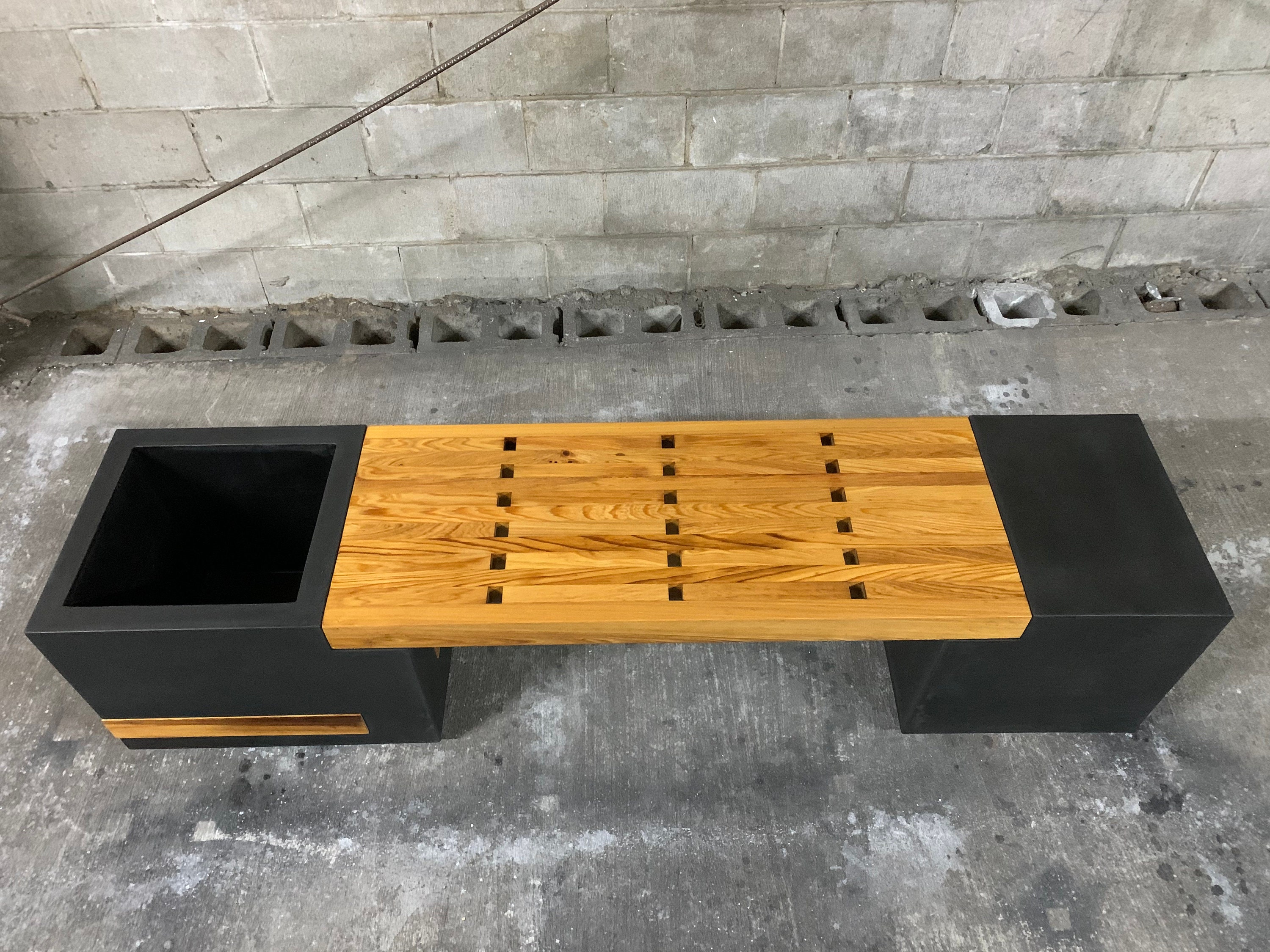 Custom Concrete Planter Bench | Modern Indoor Outdoor Garden Bench - Etsy