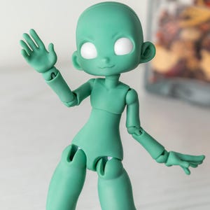 15cm Kabbit Human BJD Doll, Dark Teal Resin, 3D Printed Art Doll