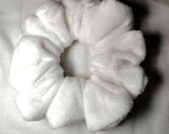 Witte fluwelen zachte haarelastiek, handgemaakt, haaraccessoire voor dames en meisjes (groot)