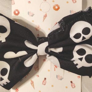 Skull Fabric Hair Bows, Halloween Accessory Set, Mother Daughter Clips
