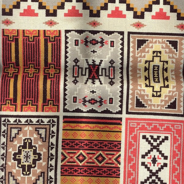 Navajo Indian Cross Stitch Embroidery Vintage Wall Hanging