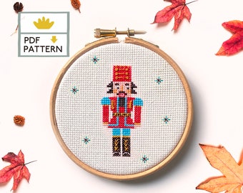 Red Nutcracker Christmas Pattern, Holiday Ornament, Christmas Craft Project, Christmas Pattern, Modern Cross Stitch  - PDF Instant Download