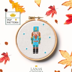Blue Nutcracker Christmas Pattern, Holiday Ornament, Christmas Craft Project, Christmas Pattern, Modern Cross Stitch  - PDF Instant Download