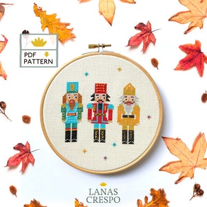 Nutcracker Christmas Pattern, Christmas Embroidery Pattern, Christmas Pattern, Modern Cross Stitch, Holiday Ornament - PDF Instant Download