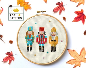 Nutcracker Christmas Pattern, Christmas Embroidery Pattern, Christmas Pattern, Modern Cross Stitch, Holiday Ornament - PDF Instant Download