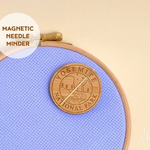 Yosemite National Park Magnetic Needle Minder, Yosemite Needle Minder, Wooden Needle Minder, Yosemite Cross Stitch Magnetic Needle Minder