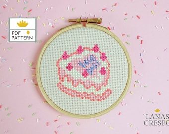 Virgo Baby Cross Stitch Pattern, Virgo Cross Stitch, Virgo Cake Cross Stitch Pattern, Birthday Cake Cross Stitch, Happy Birthday Gift -PDF-