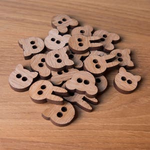Animal Wooden Button, Two Holes Sew On Button, Children Buttons, Baby Button, Craft Button, Sewing Accesories -FREE SHIPPING-