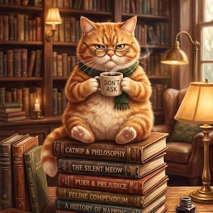 Reading Cat Cross Stitch Pattern PDF, Cozy Library Artwork, Book Lover Gift, Full Coverage Embroidery Design, Digital Download, full coverag