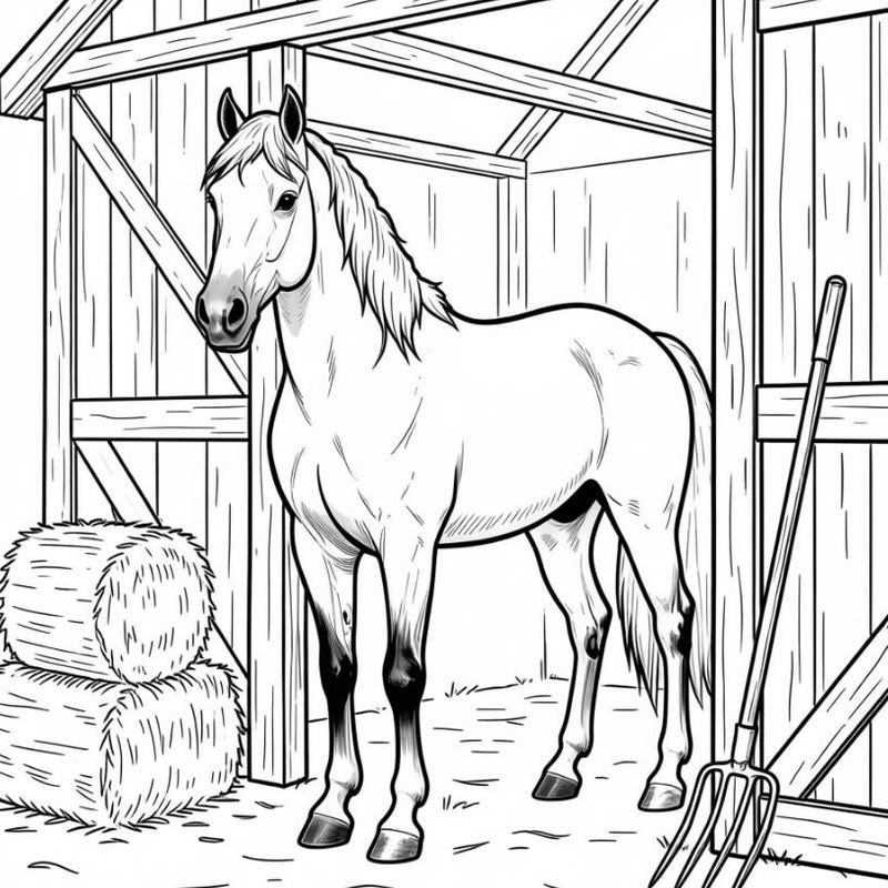 Spring Coloring Page Easy. Sign Printable Download Horse - Etsy
