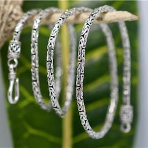 HOOK STYLE CHAIN, Borobudur Chain, Eye Clasp Chain, Byzantine Chain, Wonderful Handcrafted Sterling Silver High Quality Chain