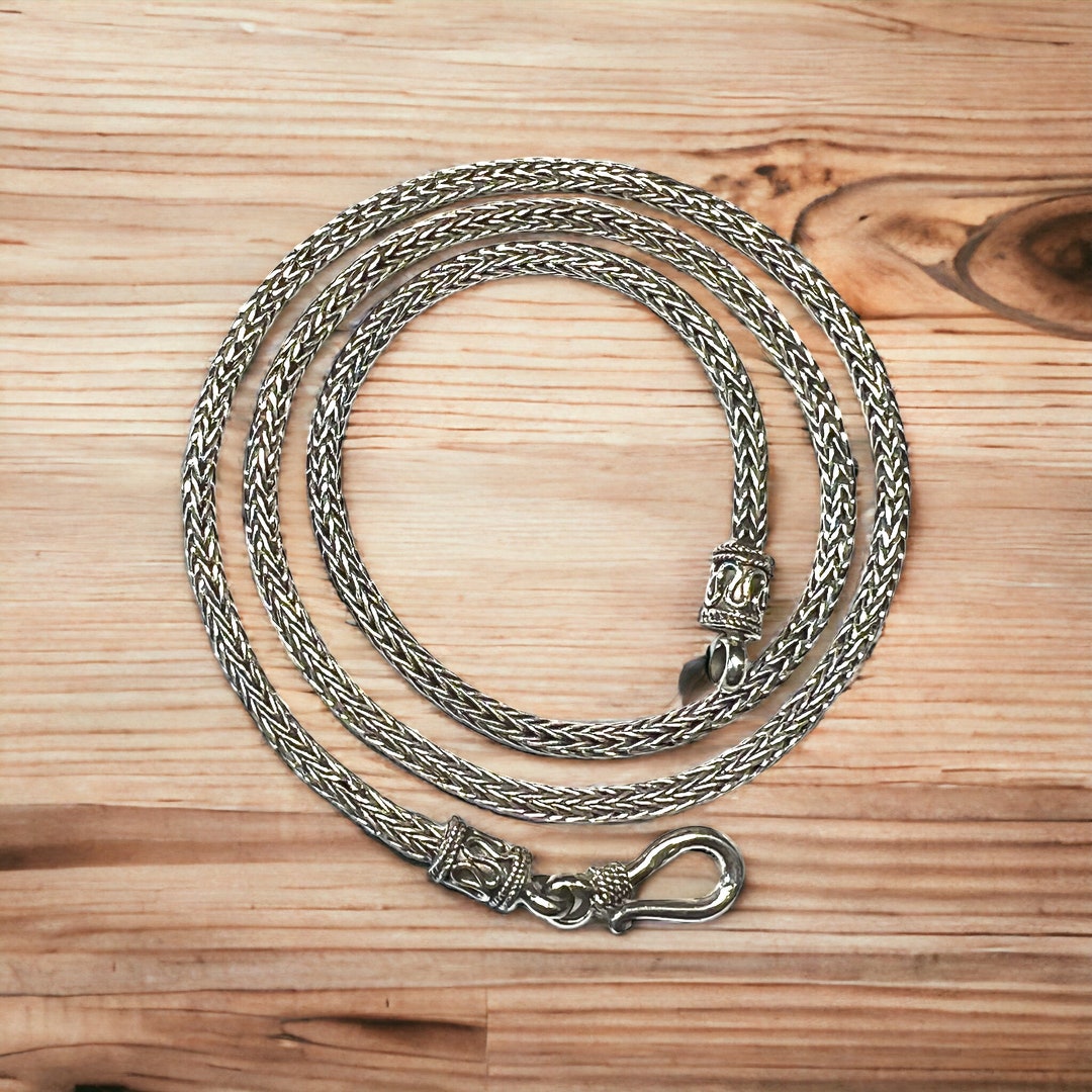 BRAIDED ROPE CHAIN Sterling Silver Chain Accent Hook Chain Etsy