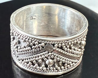 Sterlingzilveren Bali-ring: uniseks kralenband, beloftering