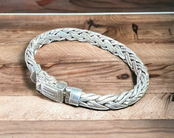 Handmade Weave Bracelet: Thick 925 Sterling Silver Box Clasp