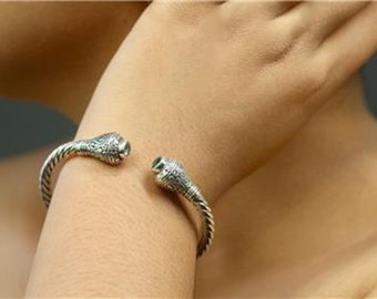Handmade Solid Sterling Silver .925 Bali Style Swirl Cuff Bracelet w Double Gem. Handmade Solid Sterling Silver .925 Bali Style Swirl Cuff Bracelet w Double Gem.