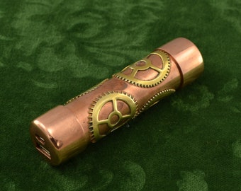 Steampunk handy copper power bank - portable USB charger