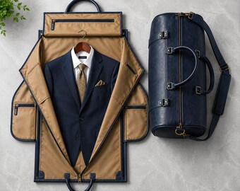 Mala de viagem em couro para roupas, bolsa de viagem premium para ternos masculinos, mala de fim de semana em couro legítimo, bolsa de viagem para roupas a bordo, presente de luxo para ele.
