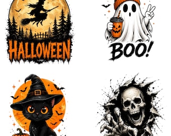 Vintage Halloween PNG Bundle | Retro Ghost Pumpkin Sublimation | Spooky Season Shirt Design | Fall Autumn Digital Download PNG