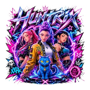 Huntrix Kpop Demon Hunters Anime Girl Clipart | Rumi Mira Zoey PNG (Digital Download) image 1