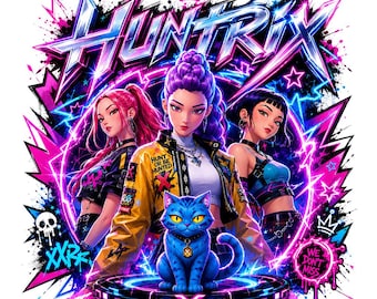 Huntrix Kpop Demon Hunters Anime Girl Clipart | Rumi Mira Zoey PNG (Digital Download)