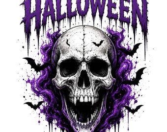 Gothic Skull PNG | Halloween Bats Sublimation Design (Digital Download)