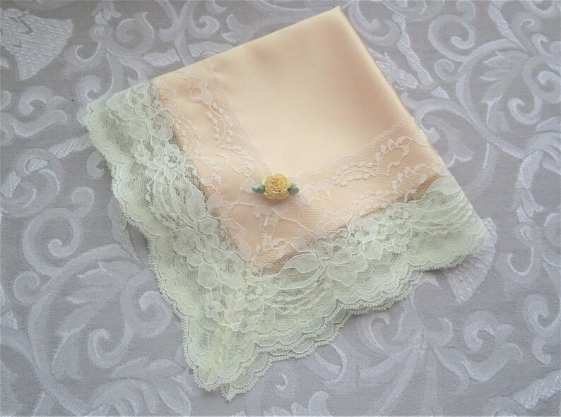 Women Lace Hankies Ladies Handkerchiefs Lap Throw and Cloths CinJas Church Hankies Yellow Satin with Yellow Lace