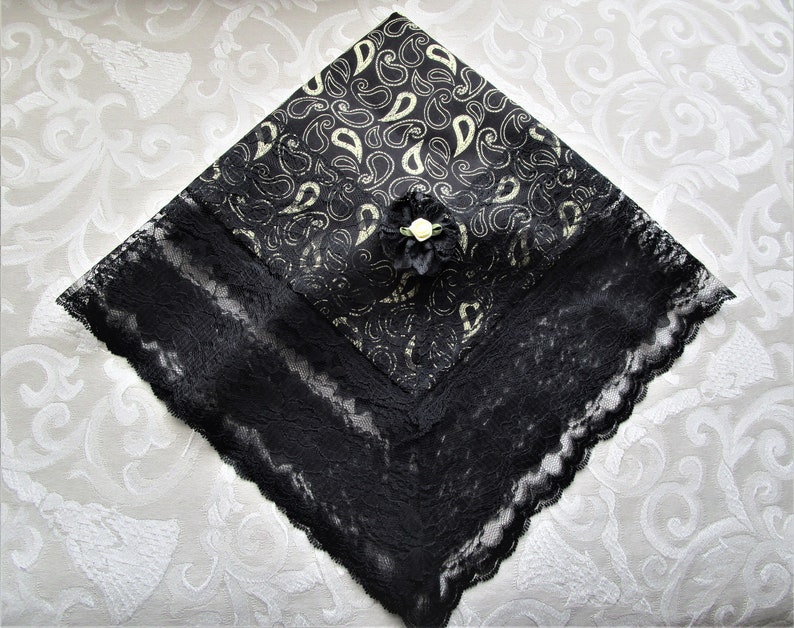 Lap Throws and Cloths CinJas Church Lap Scarves Hunter Green with Black Lace Rosettes First Ladies Scarves